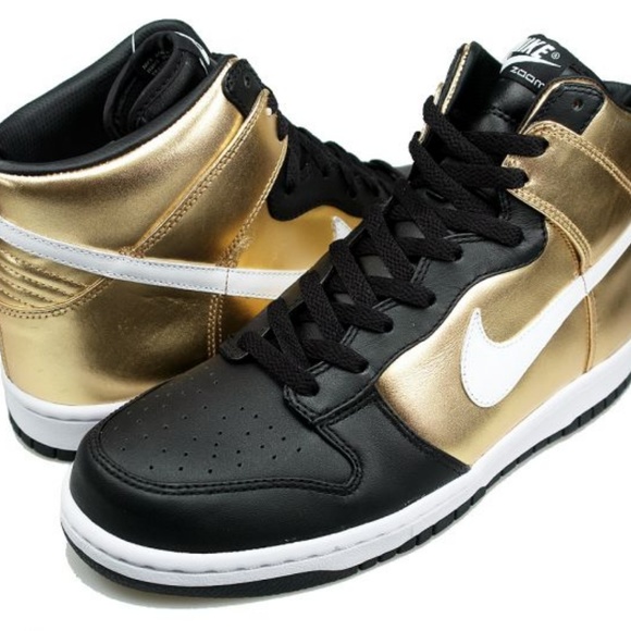 golden nike dunk high